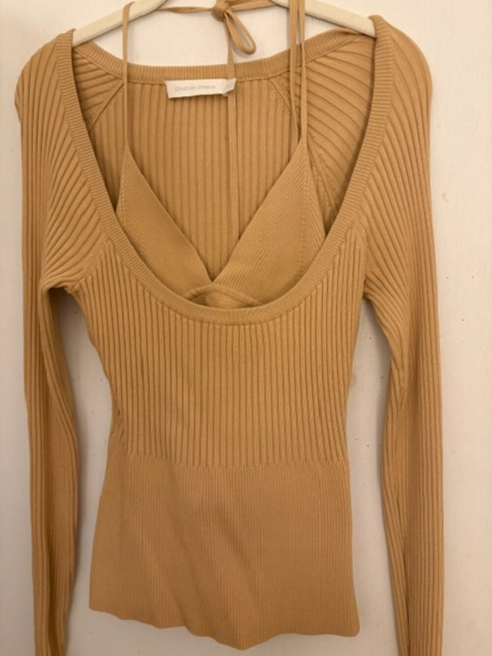 Jonathan Simkhai Ribbed Scoop Neck Top with Matching Bikini/ Bra Top, Sz M, NWOT